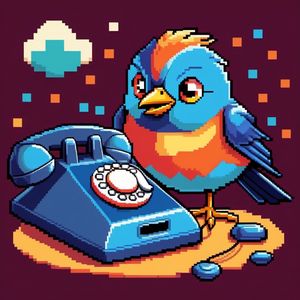 A bird notices a telephone ringing